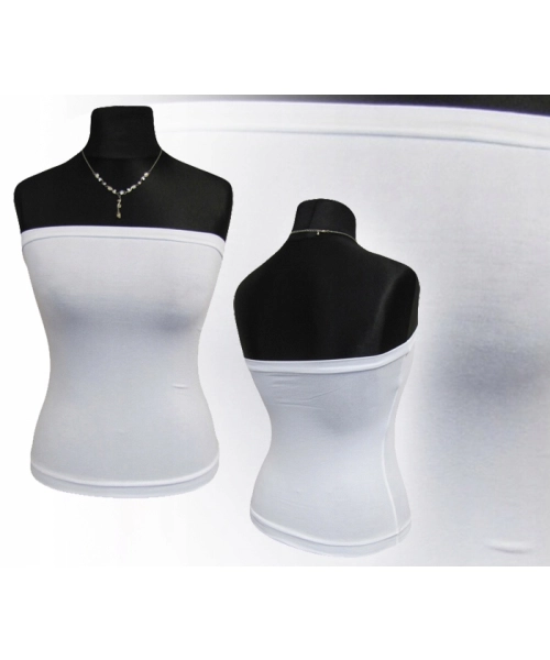 Krótki top damski plażowy Bluzka bez ramiączek - biały